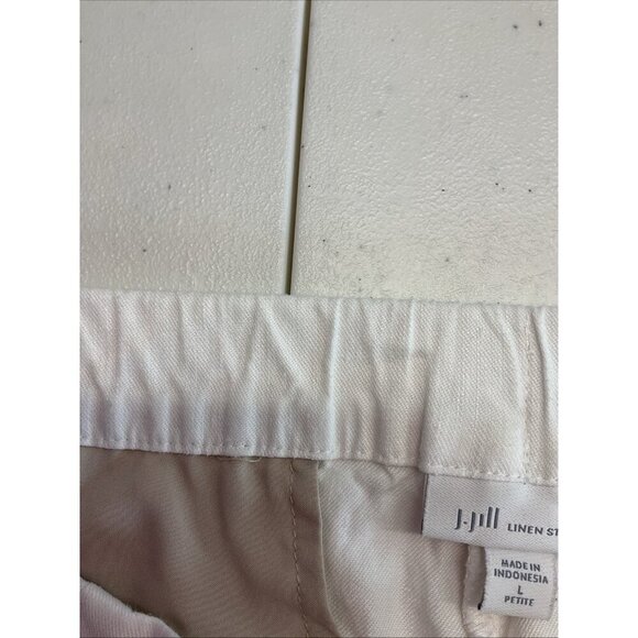 J Jill Linen Blend Capri Pants‎ Elastic Waist Large White Beach Coastal Summer - Picture 5 of 12